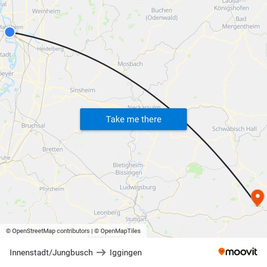 Innenstadt/Jungbusch to Iggingen map