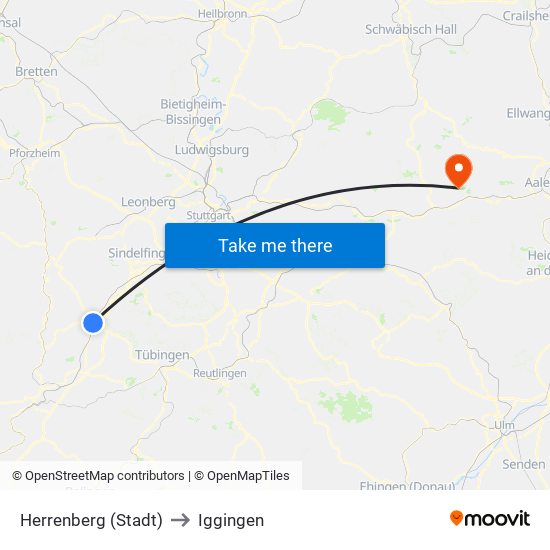 Herrenberg (Stadt) to Iggingen map