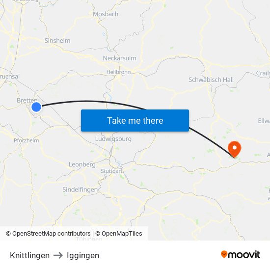 Knittlingen to Iggingen map