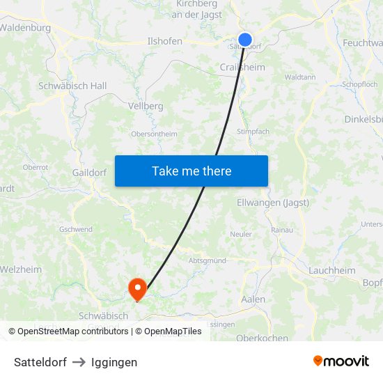 Satteldorf to Iggingen map