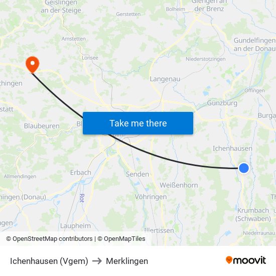 Ichenhausen (Vgem) to Merklingen map