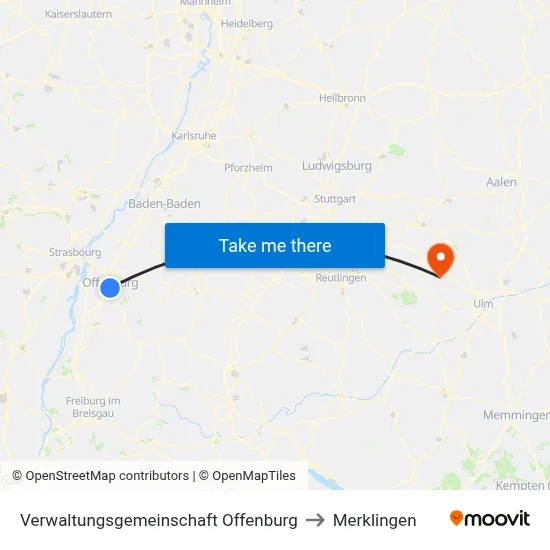 Verwaltungsgemeinschaft Offenburg to Merklingen map