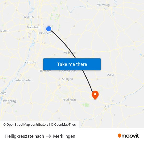 Heiligkreuzsteinach to Merklingen map