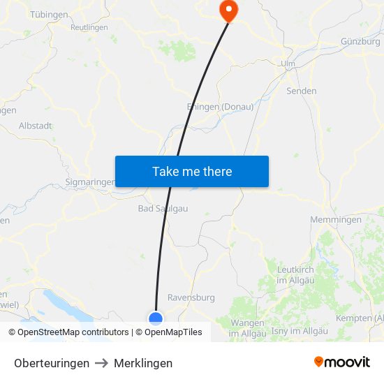 Oberteuringen to Merklingen map