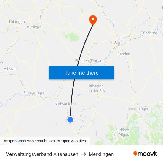 Verwaltungsverband Altshausen to Merklingen map