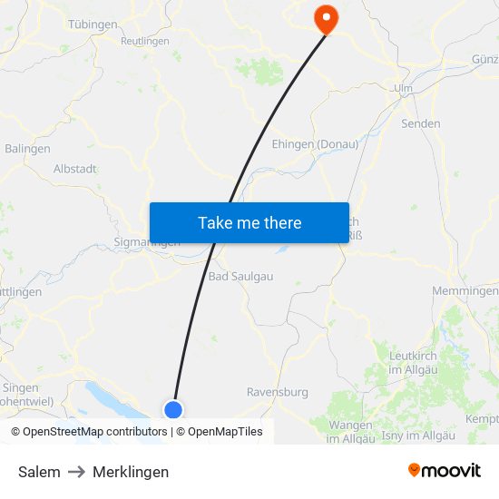 Salem to Merklingen map