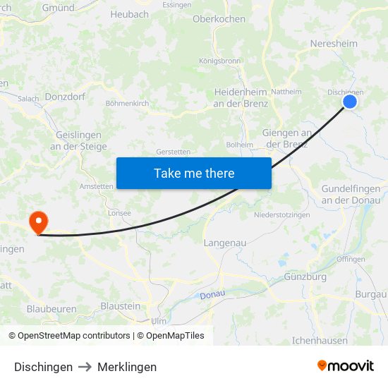 Dischingen to Merklingen map