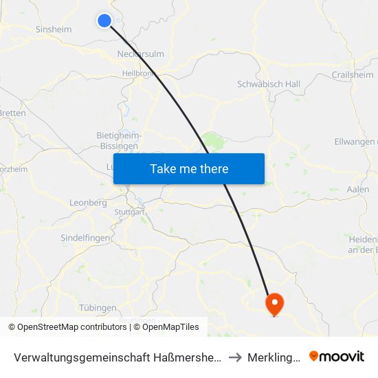 Verwaltungsgemeinschaft Haßmersheim to Merklingen map