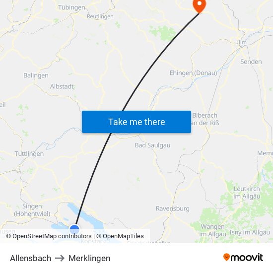 Allensbach to Merklingen map