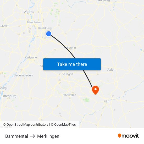 Bammental to Merklingen map