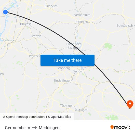Germersheim to Merklingen map