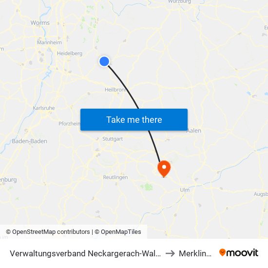 Verwaltungsverband Neckargerach-Waldbrunn to Merklingen map