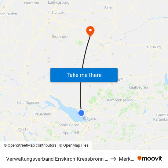 Verwaltungsverband Eriskirch-Kressbronn am Bodensee-Langenargen to Merklingen map