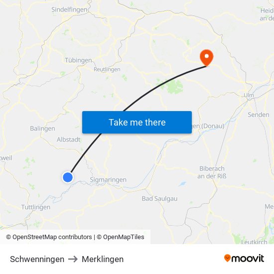 Schwenningen to Merklingen map