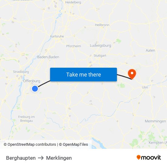 Berghaupten to Merklingen map