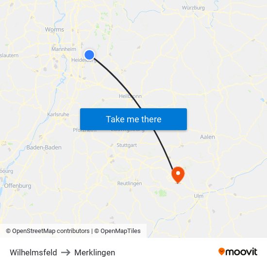Wilhelmsfeld to Merklingen map