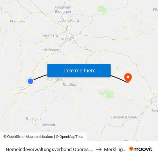 Gemeindeverwaltungsverband Oberes Gäu to Merklingen map