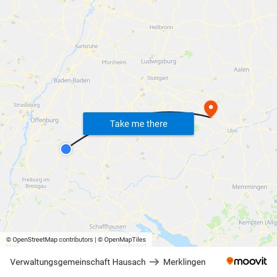 Verwaltungsgemeinschaft Hausach to Merklingen map