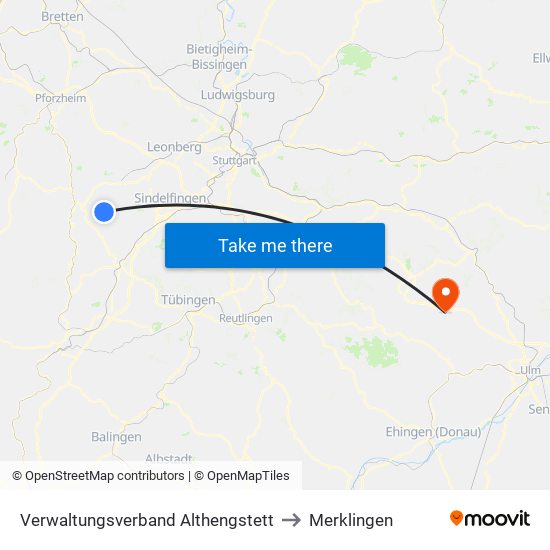 Verwaltungsverband Althengstett to Merklingen map