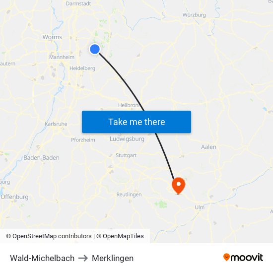 Wald-Michelbach to Merklingen map