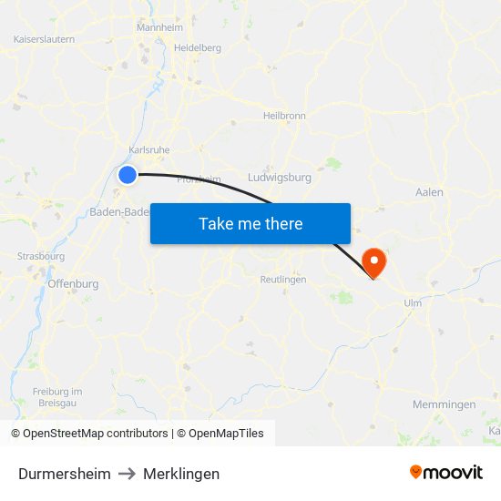Durmersheim to Merklingen map
