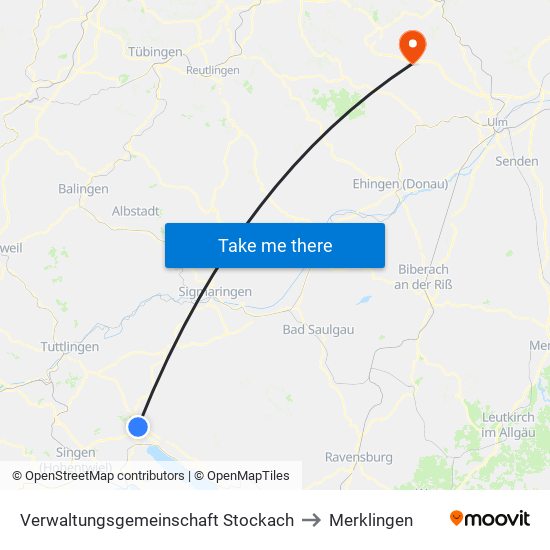 Verwaltungsgemeinschaft Stockach to Merklingen map