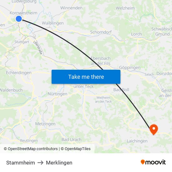 Stammheim to Merklingen map