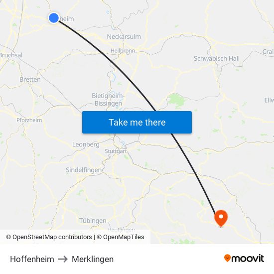 Hoffenheim to Merklingen map