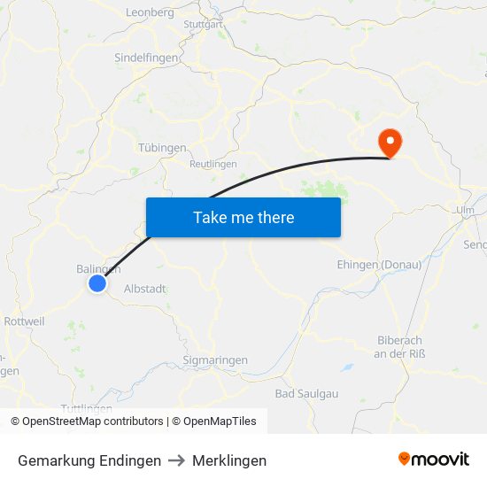 Gemarkung Endingen to Merklingen map