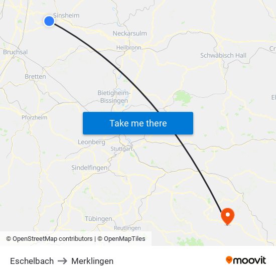 Eschelbach to Merklingen map