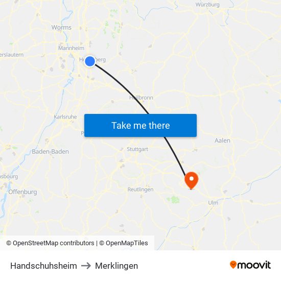 Handschuhsheim to Merklingen map