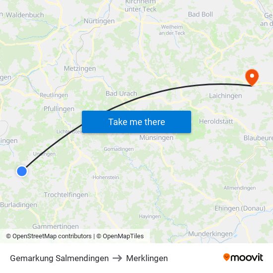 Gemarkung Salmendingen to Merklingen map