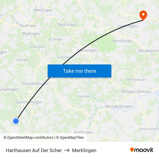 Harthausen Auf Der Scher to Merklingen map