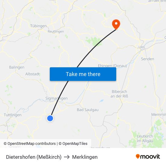 Dietershofen (Meßkirch) to Merklingen map