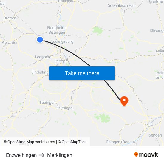 Enzweihingen to Merklingen map