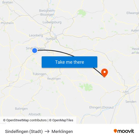 Sindelfingen (Stadt) to Merklingen map