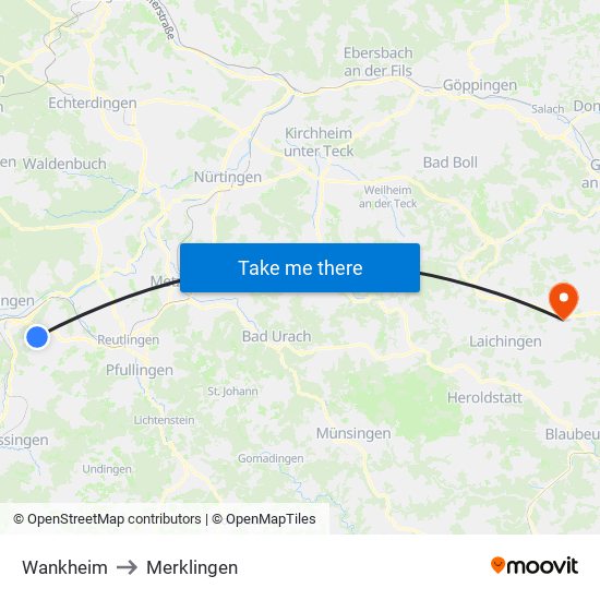 Wankheim to Merklingen map