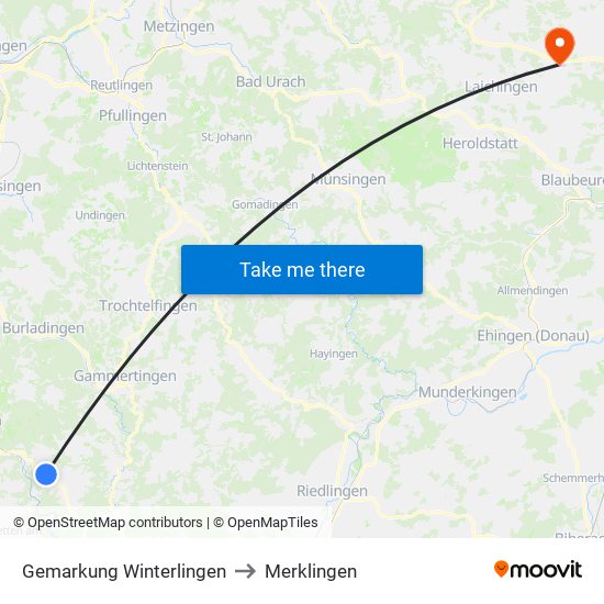 Gemarkung Winterlingen to Merklingen map