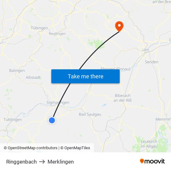 Ringgenbach to Merklingen map