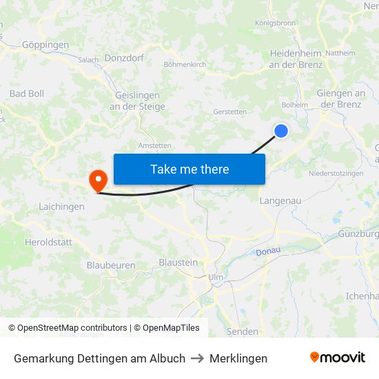 Gemarkung Dettingen am Albuch to Merklingen map