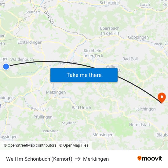 Weil Im Schönbuch (Kernort) to Merklingen map