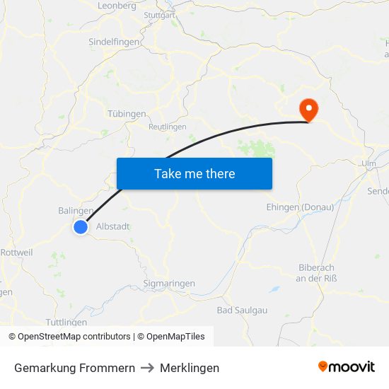 Gemarkung Frommern to Merklingen map