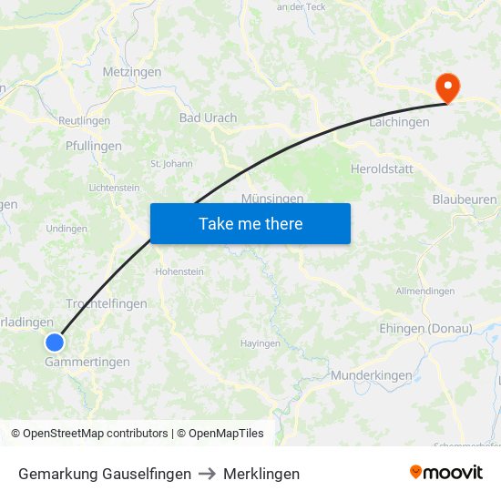 Gemarkung Gauselfingen to Merklingen map