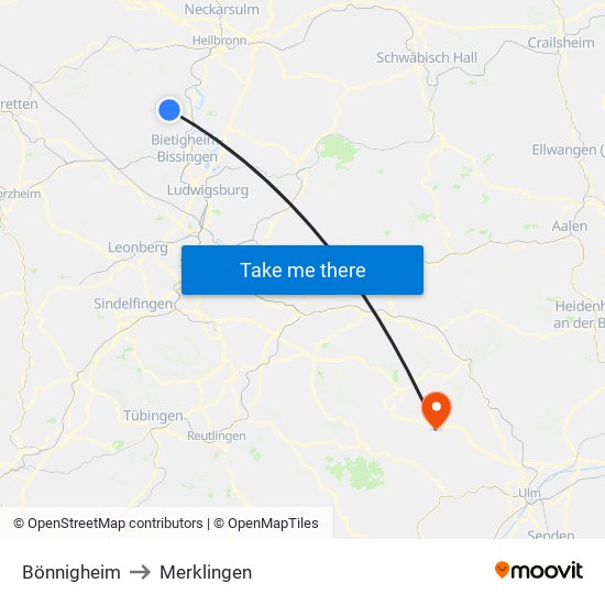 Bönnigheim to Merklingen map