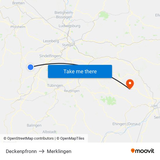 Deckenpfronn to Merklingen map