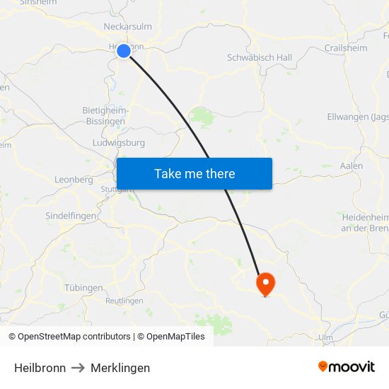 Heilbronn to Merklingen map