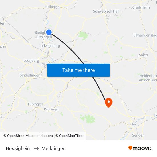 Hessigheim to Merklingen map
