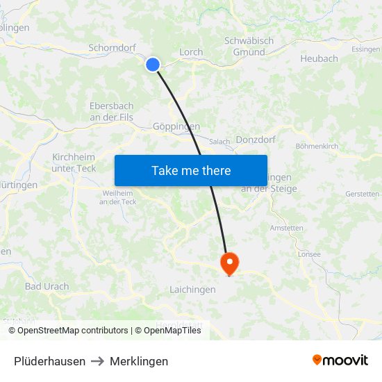 Plüderhausen to Merklingen map