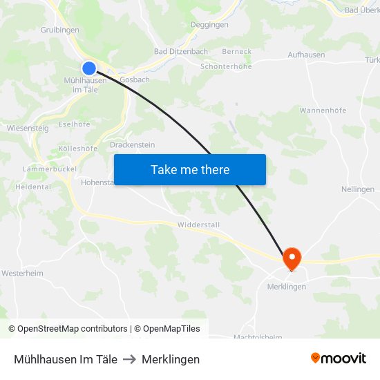 Mühlhausen Im Täle to Merklingen map