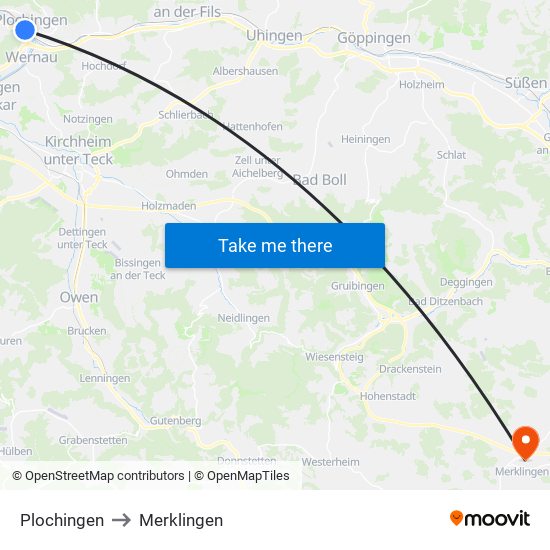 Plochingen to Merklingen map